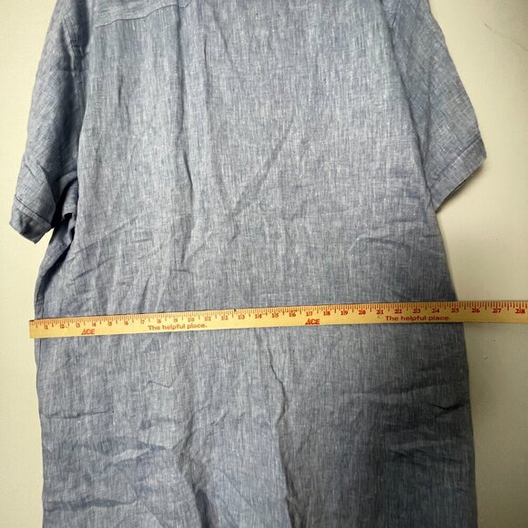 Perry Ellis Short Sleeve Shirt 100% Linen Blue SIZE XLT SEE DESCRIPTION.. - Picture 3 of 11